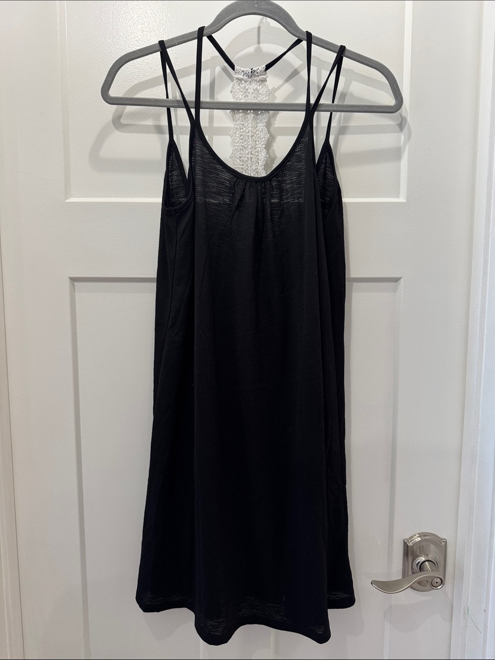 Green Envelope Los Angeles Spaghetti Strap Dress with White Lace Back Detail Med